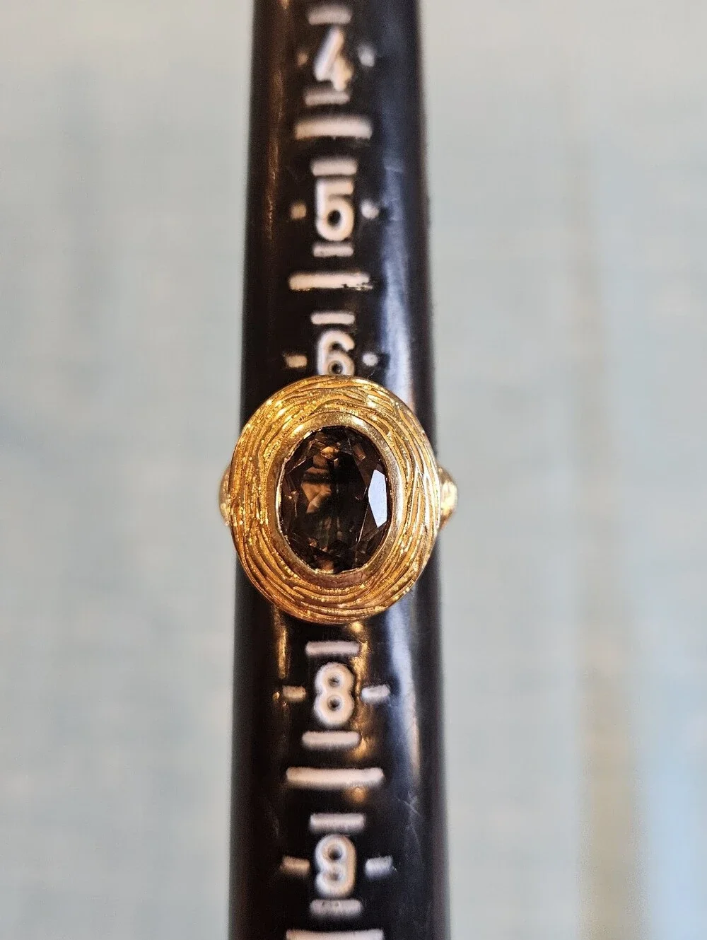 Smokey Quartz Ring Gold Vermeil Over Sterling Silver Size 6.75